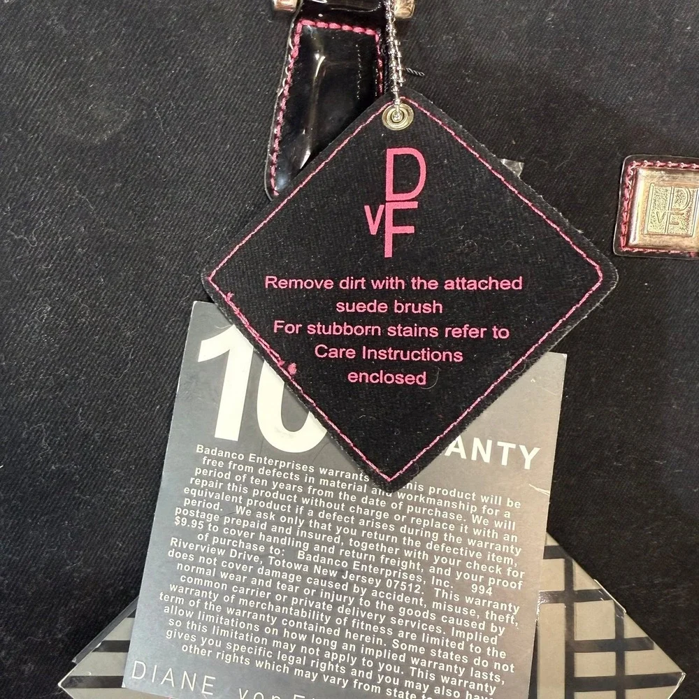 Diane von Furstenberg Black Suede‎ Tote Bag with Patent Leather NWT